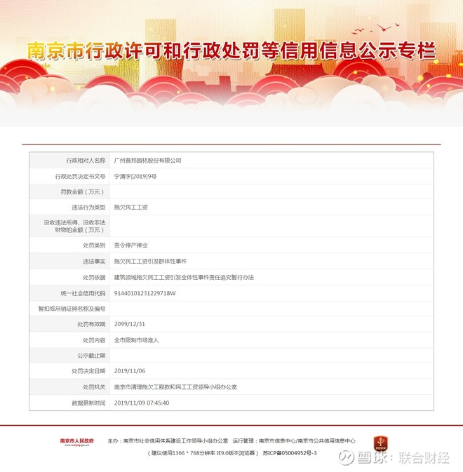 园林行业龙头普邦股份连续两年拖欠农民工工资,遭南京市场禁入和停产停业处罚 园林行业龙头普邦股份连续两年拖欠农民工工资,遭南京市场禁入和停产停业处罚